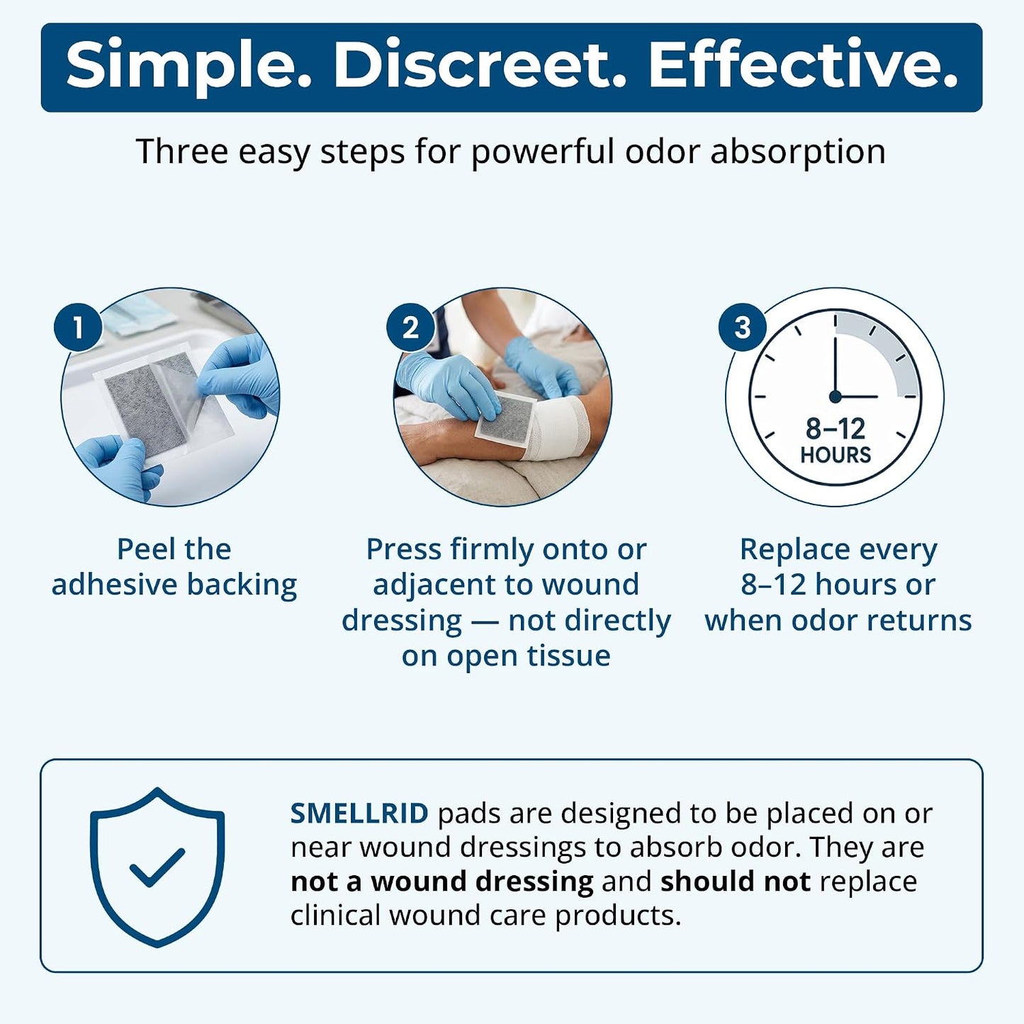 SMELLRID Activated Charcoal Odor Absorber Pads (4"x4") - Pack of 12 | 12 Unscented Adhesive (4"x4") Charcoal Pads for Body Odor, Flatulence & Personal Care Environments