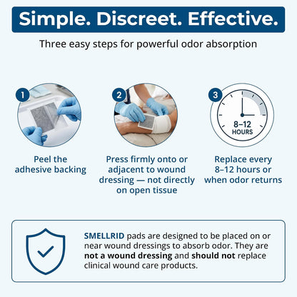 SMELLRID Activated Charcoal Odor Absorber Pads (4"x4") - Pack of 12 | 12 Unscented Adhesive (4"x4") Charcoal Pads for Body Odor, Flatulence & Personal Care Environments