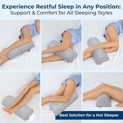 5 STARS UNITED Knee Pillow for Back Sleeping – Half Moon Bolster Pillow for Legs, Under Knee Pillow for Sleeping on Back, Memory Foam Leg Pillow for Back Pain, White