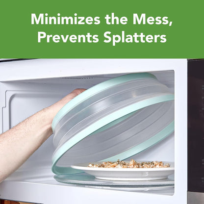 Tovolo Microwave Splatter Cover for Food, Large (Charcoal) - Collapsible & Vented Silicone Splatter Guard Lid - Microwave Plate & Dish Cover with Handle - BPA-Free Kitchen Gadget for Meal Prep