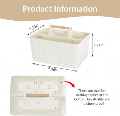Shower Caddy Portable and Cleaning Caddy Organizer for Bathroom, Kitchen,Toiletries Storage, Caddy organizer with handle, Rust-Resistant, Durable Material(Milky White, 9.36"L×7.73"W×7.24"H)