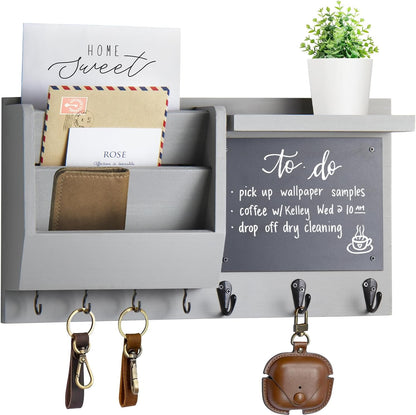 Ziivita Key Holder for Wall - Mail Holder Organizer Wall Mount with Shelf - Hanging Key Rack Hanger with Hooks Decorative for Home Coat Letter Dog Leash Entryway Living Room Decor