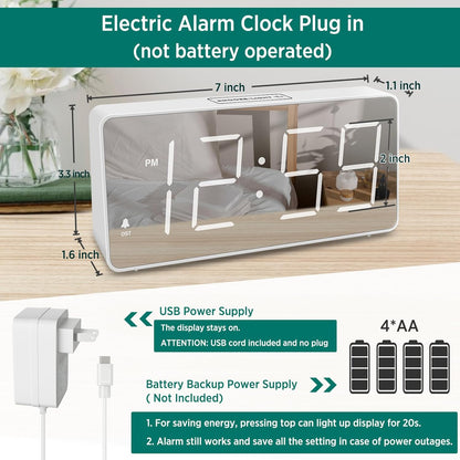 Peakeep Digital Alarm Clock for Bedroom Bedside, Large Display, USB Charger