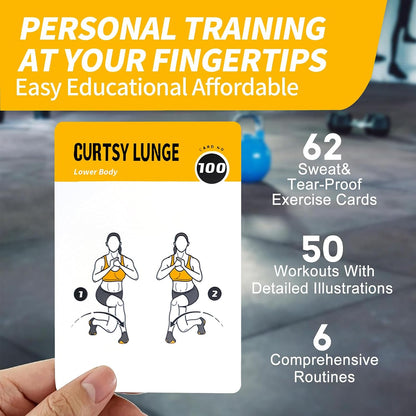 Half Balance Ball Workout Cards, 62 Exercises Cards Deck Large Size 5" x 3.5" Fitness Cards for Women & Men, Beginner Fitness Guide to Training Exercises at Home or Gym
