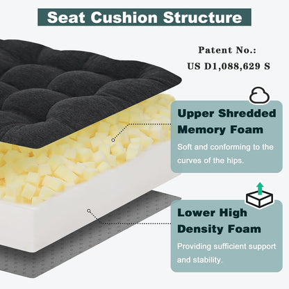 baibu Memory Foam Recliner Cushions with Lumbar Support Pillow Set for Elderly, 20x20x5 Inch Dual-Layer Design Non-Slip Recliner Seat Cushion & Back Support Pillow for Reduce Hip & Lumbar Pain, Brown
