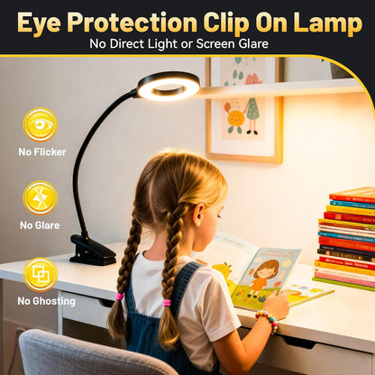 Clip on Reading Light for Bed Headboard, 5 Colors & 5 Brightness, Black