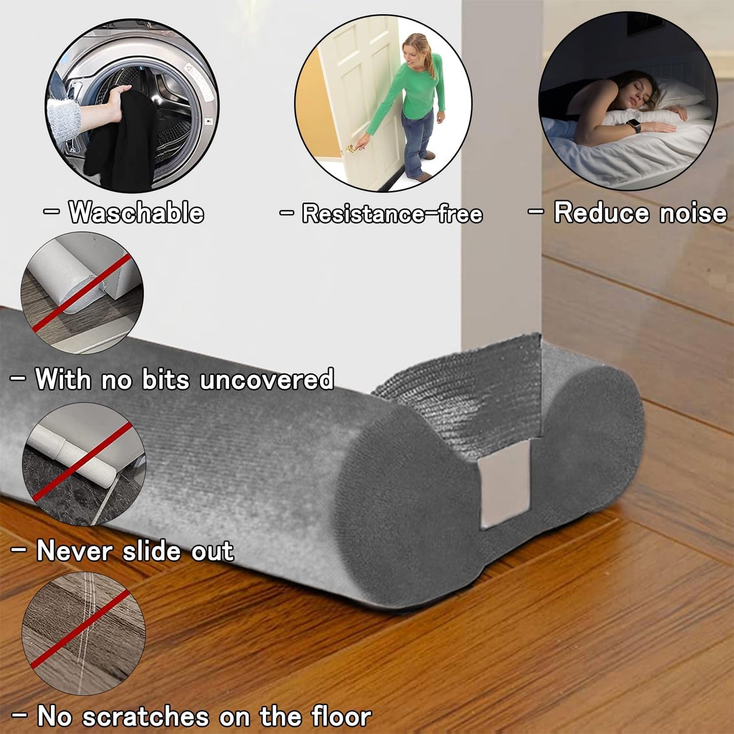 BKSAI Door Draft Stopper for Doors 29-35" No Adhesive Draft Stopper for Bottom of Door Draught Excluder Under Door Wind Blocker Reduce Noise Draught Excluder Sweep Sound Proof(Black) | No Adhesive, For Bottom of Door, Wind Blocker, Reduce Noise, Sound