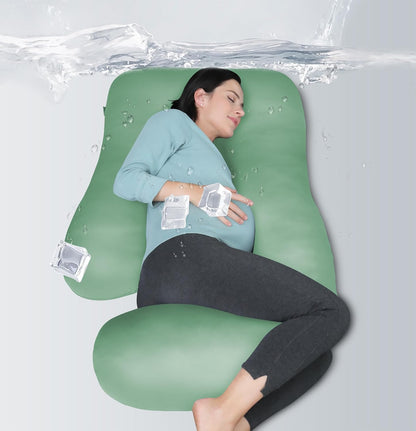 MOON PARK Pregnancy Pillows for Sleeping - 57 Inch U Shaped Full Body Maternity Pillow with Removable Cover - Support for Back, Legs, Belly, Hips - Pregnancy Pillow for Women - Grey