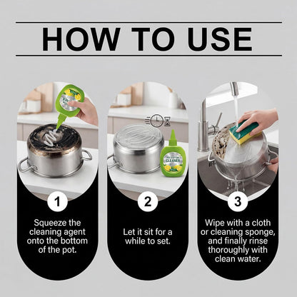 Oven & Pot Bottom Cleaner Gel 4.23 OZ, Stainless Steel | Gel for burnt marks & carbon on stainless steel pots, oven surfaces & cookware; lemon scent; pointed nozzle; 4.23 OZ
