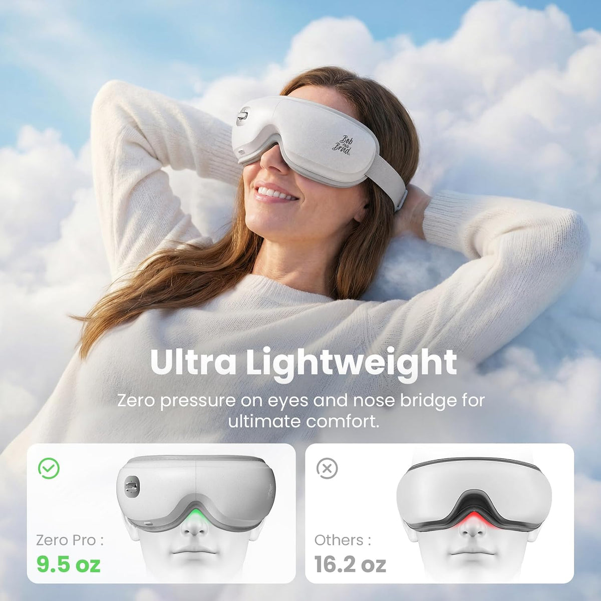 BOB AND BRAD Eye Massager with Heat and Cooling, FSA-HSA Eligible, Heated Eye Massager Mask for Dry Eyes, Migraines, Headaches Relief, Reduce Strain, Improve Sleeping, Birthday Gift for Women Men