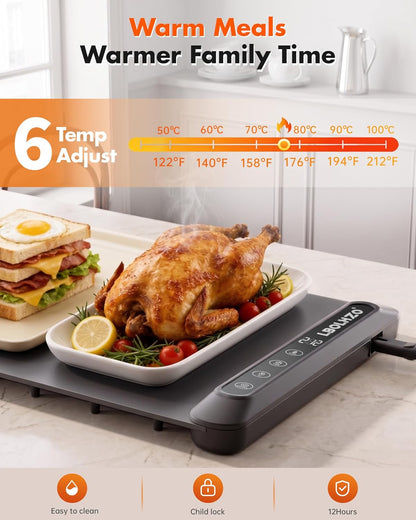 Warming Mat For Food Extra Large 36"x16" 580W Food Warming Mat Buffet Servers and Warmers,Chafing Dishes for Buffet 6 Temp 6 Hour,Roll Up Food Warmers for Parties Buffet Catering Gatherings