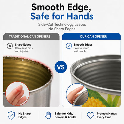Electric Can Opener for Seniors, One-Touch Battery Operated, Smooth Edges | Fits most round cans with hands-free operation. Easy for seniors and people with arthritis or limited hand strength.