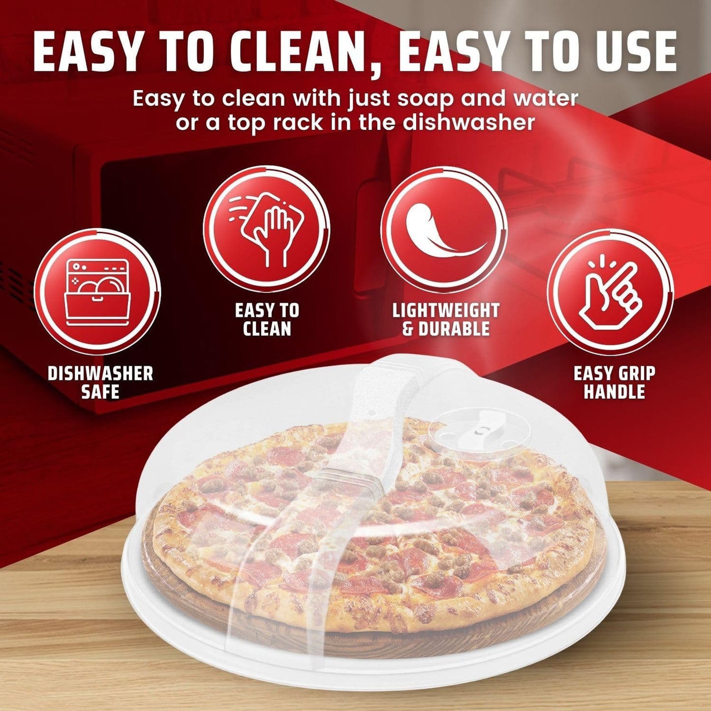 Flexzion 10.5 Inch Microwave Splatter Cover - BPA-Free Anti-Splatter Microwave Cover with Adjustable Steam Vent, Dishwasher Safe, Transparent Plastic Food Covers for Microwave Cooking | Transparent Dishwasher-Safe Plate Cover with Adjustable Steam Vent