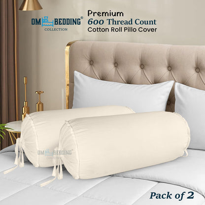 SAHARBEDDINGS 2 Pieces Cervical Neck Roll Pillow Cover with Cotton Bolster Pillowcases for Cylindrical Cushion and Drawstring Closure Round Neck Pillowcase (Plum, Roll Pillow 18x3 Pack of 2)
