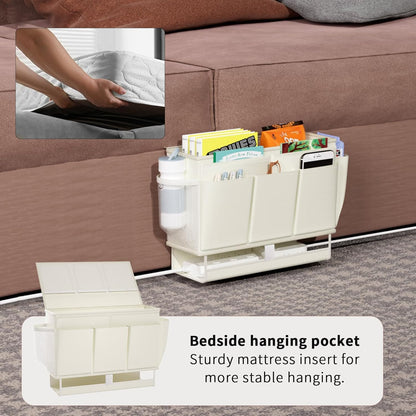 Bedside Caddy Bedside Organizer,Bed Caddy with 11 Pockets and Power Strip Holder,Versatile Bedside Storage Caddy for Home,Dorm,Bunk,Hospital,Crib Bed (Pink)