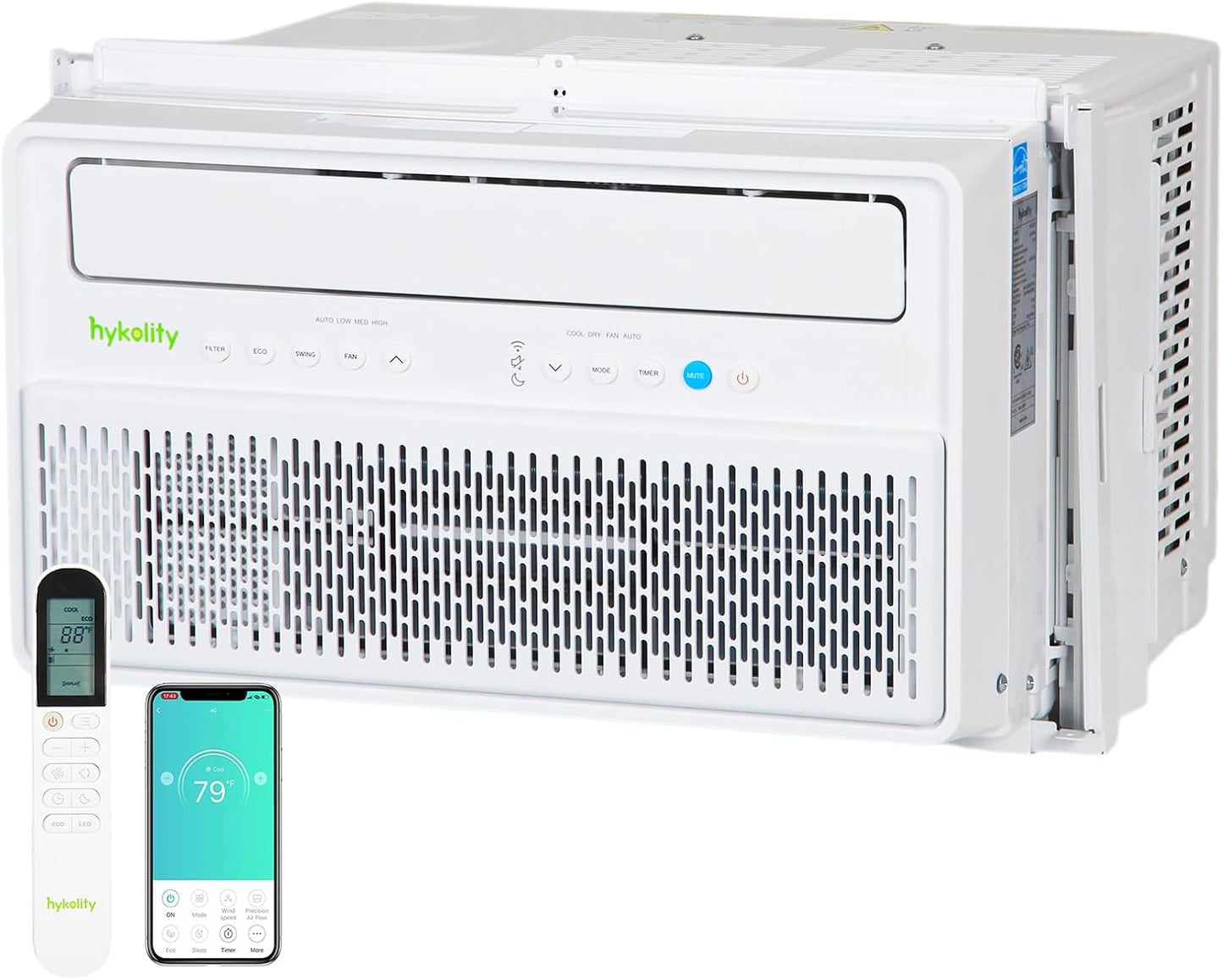 Hykolity WiFi Enabled Portable Air Conditioners 10,000 BTU, Cools Rooms Up To 450 Sq.Ft, 45dB Dual Motor 5 in 1 Quiet Smart AC Unit with Cool, Fan, Dehumidifier, 24H Timer & Sleep Mode