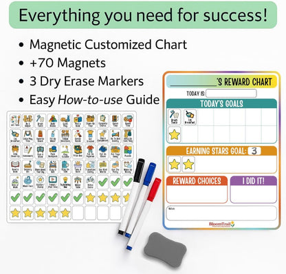 Reward Charts for Toddlers – Magnetic Daily Routine & Behavior Chart for Kids, Positive Reinforcement System for Home & Classroom, 70 Magnets, Dry Erase Board | reward chart toddlers magnetic daily routine behavior chart kids positive reinforcement