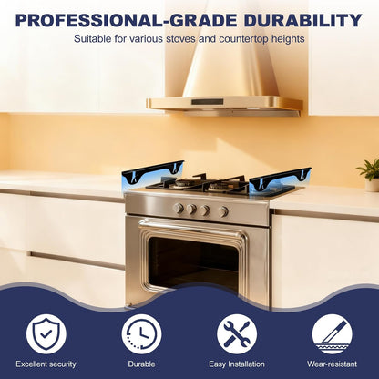 Stainless Steel Stove Gap Cover (2 Pack, Black), Stove Gap Filler for Kitchen, Range Trim Kit, Heat Resistant with Easy Clean, Adjustable Length 13.8” to 27.5”