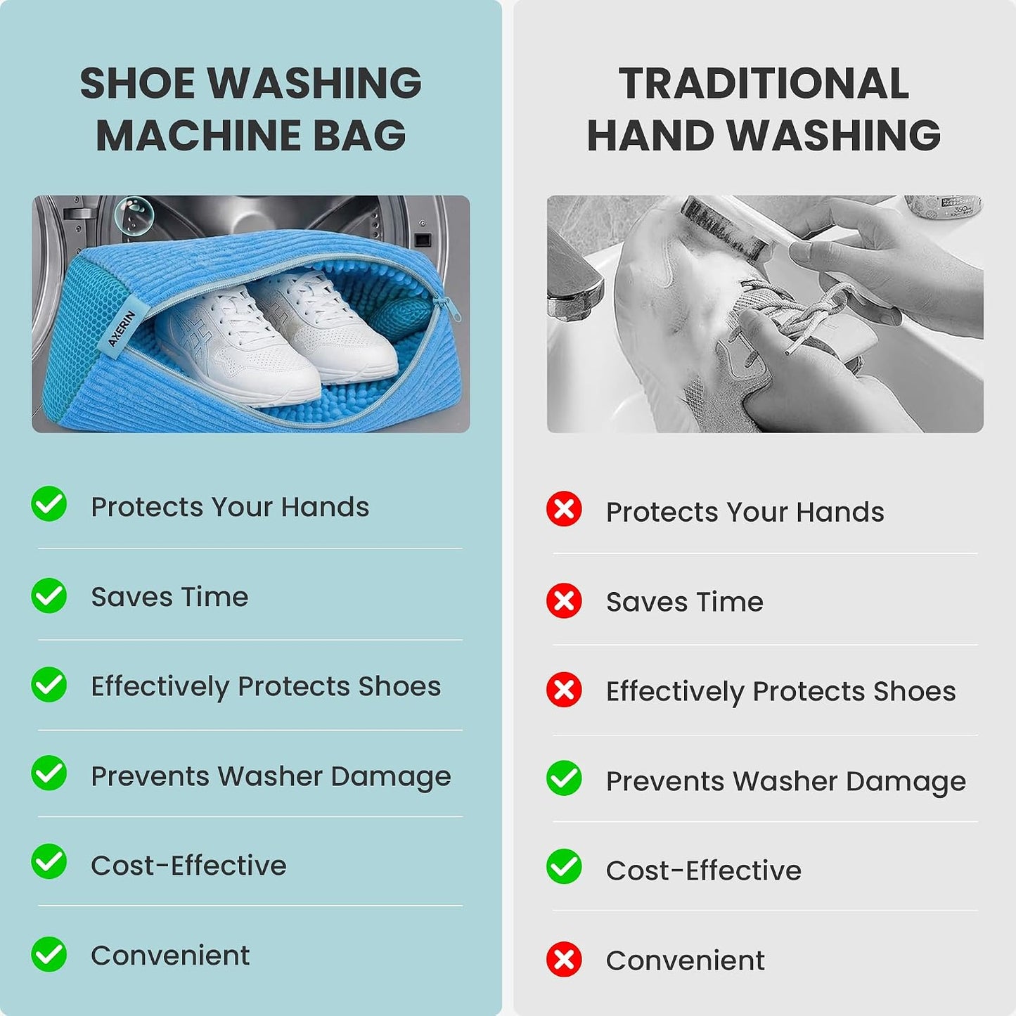 Shoe Washing Machine Bag for Washer and Dryer – 2pc Reusable Shoe Cleaning Bag for Sneakers & Tennis Shoes