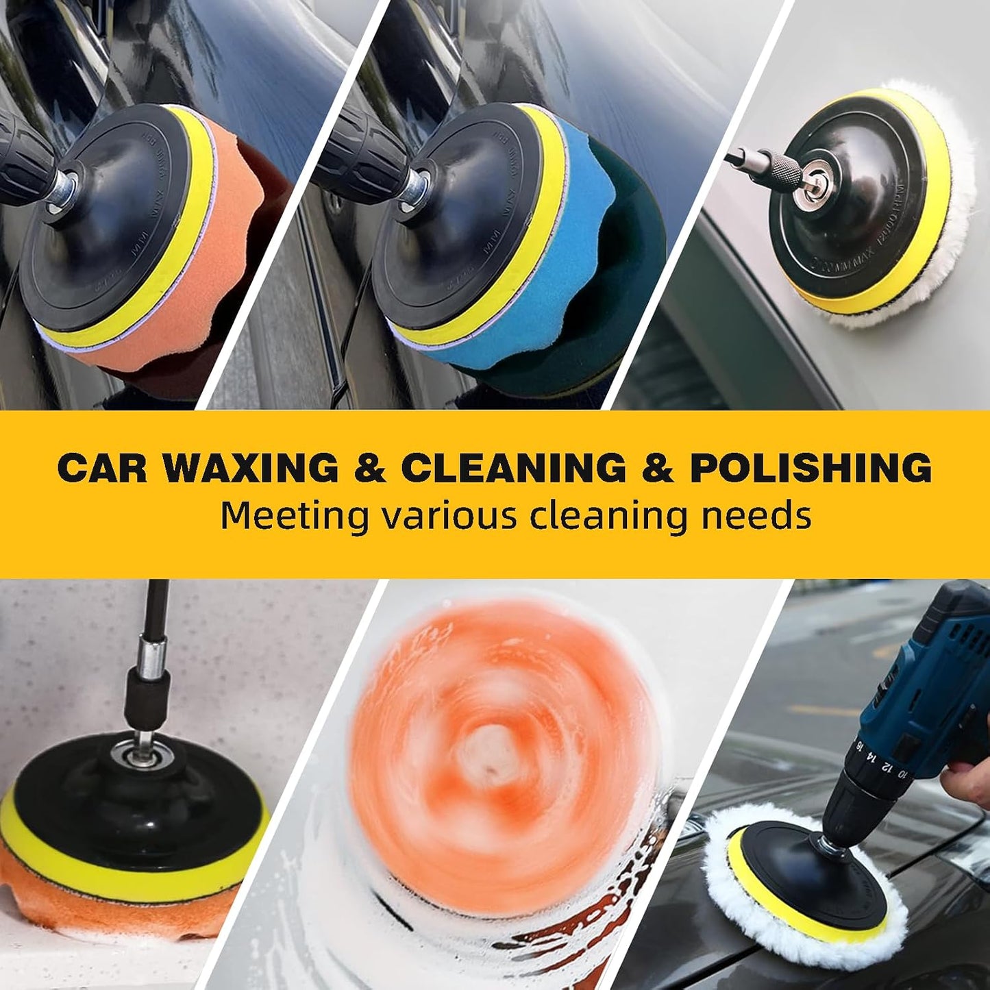 9 Pcs Drill Brush Attachments Set Fluffy Soft and Hard Bristles Horsehair Brush Cleaning Kit for Home Bathroom Car Kitchen Corners Sink Stubborn Stains Tiles