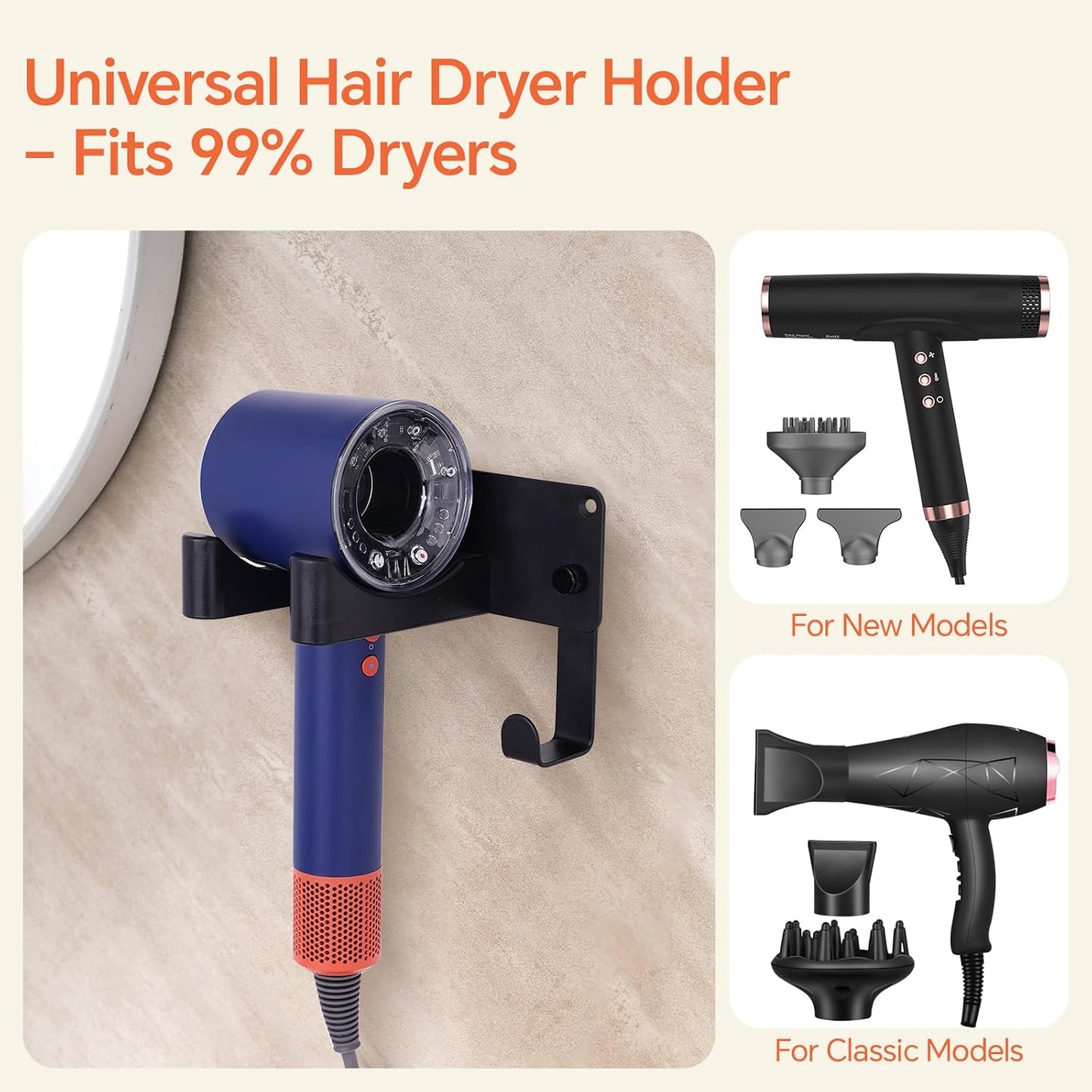 Hot Tools Organizer, Hair Tool Organizer Wall Mount Aluminum Alloy, Space-Saving Curling Iron Holder for Vanity & Bathroom with Stainless Steel Cups White CHOCHOYAH