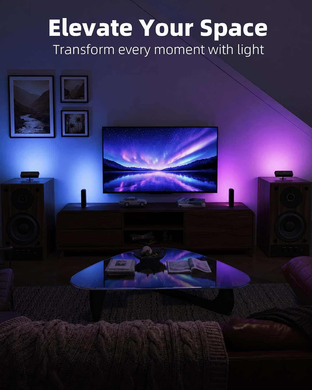 EZVALO Wireless RGB Light Bars, Rechargeable LED Mood Lights with Remote