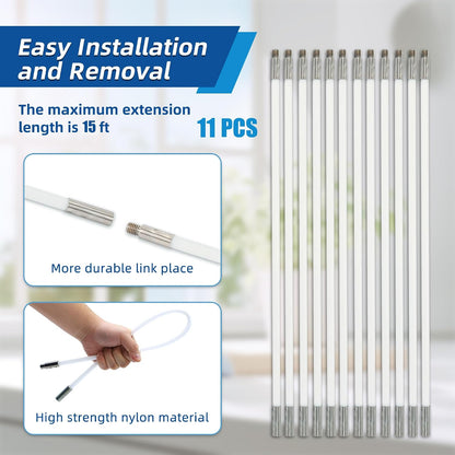 15 Feet Dryer Vent Cleaning Brush Kit, Multi-Scene Durability Chimney Brush with Flexible Nylon Rod, Multi-Purpose lint Cleaning Brush for Drill,Chimneys, fireplaces, Ventilation ducts
