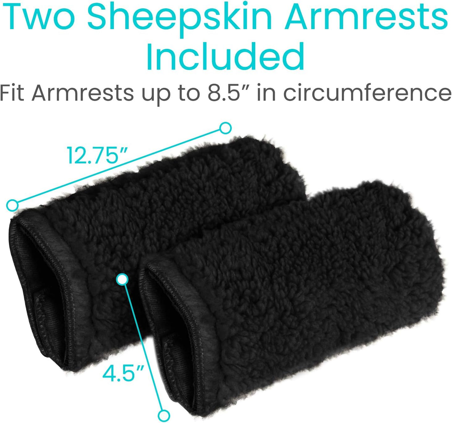 Vive Wheelchair Armrest Pads (2 PCS) - Memory Foam Sheepskin Cushion | Accessories for Transport Electric Wheel Chair Arm Rests - for Adults, Seniors, Handicapped - Soft Support for Office Chair