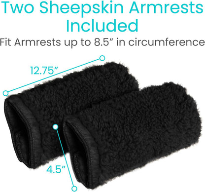 Vive Wheelchair Armrest Pads (2 PCS) - Memory Foam Sheepskin Cushion | Accessories for Transport Electric Wheel Chair Arm Rests - for Adults, Seniors, Handicapped - Soft Support for Office Chair