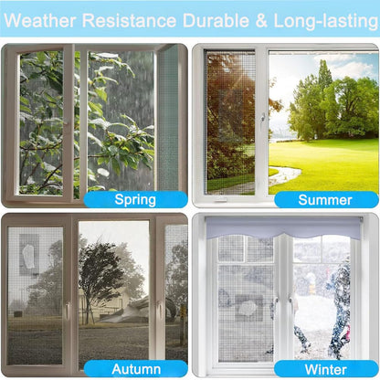 Window Screen Repair Tape, Qtopun Black Strong Adhesive Fiberglass Pet Mesh Window Screen Patch, Waterproof Screen Door Repair Kit for Tears Holes, Easy No-Tool Fix for Indoor Outdoor Mesh, 2 x 197 IN