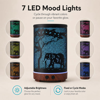Tree Essential Oils Diffuser for Home 150ML Aromatherapy Diffuser | Birthday Gifts for Women mom,Metal Cool Mist Humidifier with 7 Colors Lights Waterless Auto Off Air Diffusers
