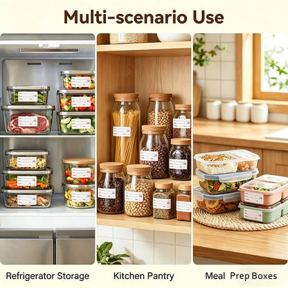 500 Labels/Roll Removable Food Storage Labels, 2 x 1 Inch Easy Write Date Stickers for Freezer, Red Text Pre-Printed Food Labels for Refrigerator Containers, Meal Prep & Kitchen Organization