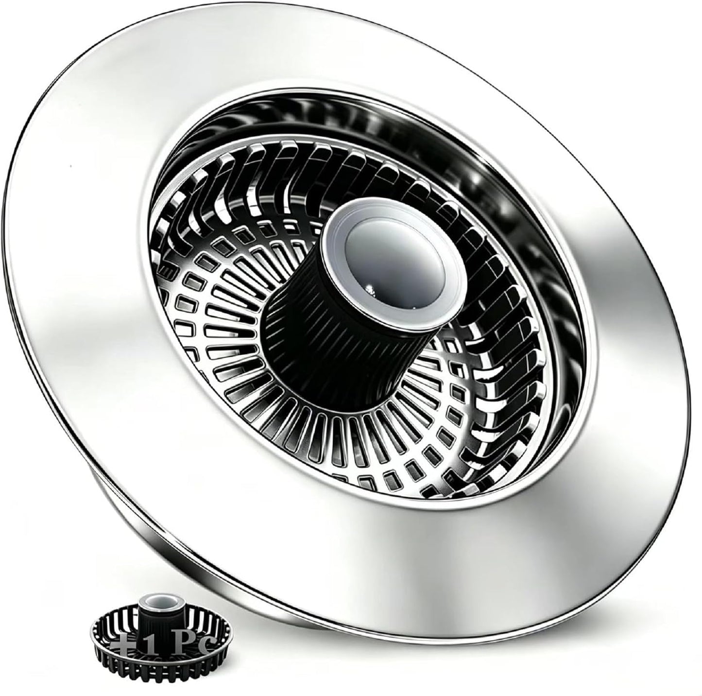 BAOLSLS 3 in 1 Kitchen Sink Stopper, Pop Up Kitchen Sink Drain Strainer | with An Extra Basket Strainer, Kitchen Sink Drain Stopper for US Standard 3-1/2 Inch, Chrome Silver