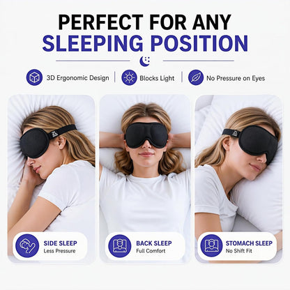 Ultra-Thin 3D Sleep Mask for Side Sleepers Women Men, Contoured Eye Mask for Lash Extensions, Light Blocking, Soft Breathable Lightweight Eye Mask for Sleep, Travel, Meditation,Airplane (Black)