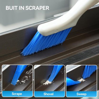 Crevice Cleaning Brush Set for Kitchen & Window Tracks, 4-Piece | 4-piece set includes hard bristle, steel wire, brass wire, nylon brushes and a built-in scraper for gaps, grout and tracks.