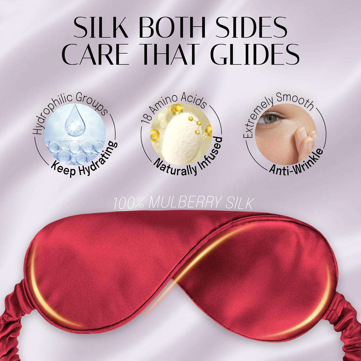 OLESILK 100% Mulberry Silk Sleep Mask for Women - Zero-Pressure Blackout