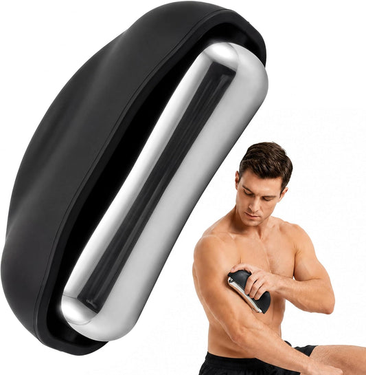 Cooling Massage Roller with Ergonomic Handle for Deep Tissue | Black,360° Easy-Glide Ice Massage Ball for Myofascial Release, Cold Therapy Roller Post-Workout Recovery & Muscle Pain Relief