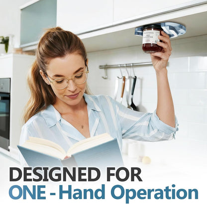 Under Counter Jar Opener for Seniors with Arthritis, Stainless Steel Mounted Lid Opener with Non-Slip Double Grooves, Easy One-Handed Bottle & Can Opener for Weak Hands, Space-Saving Kitchen Aid