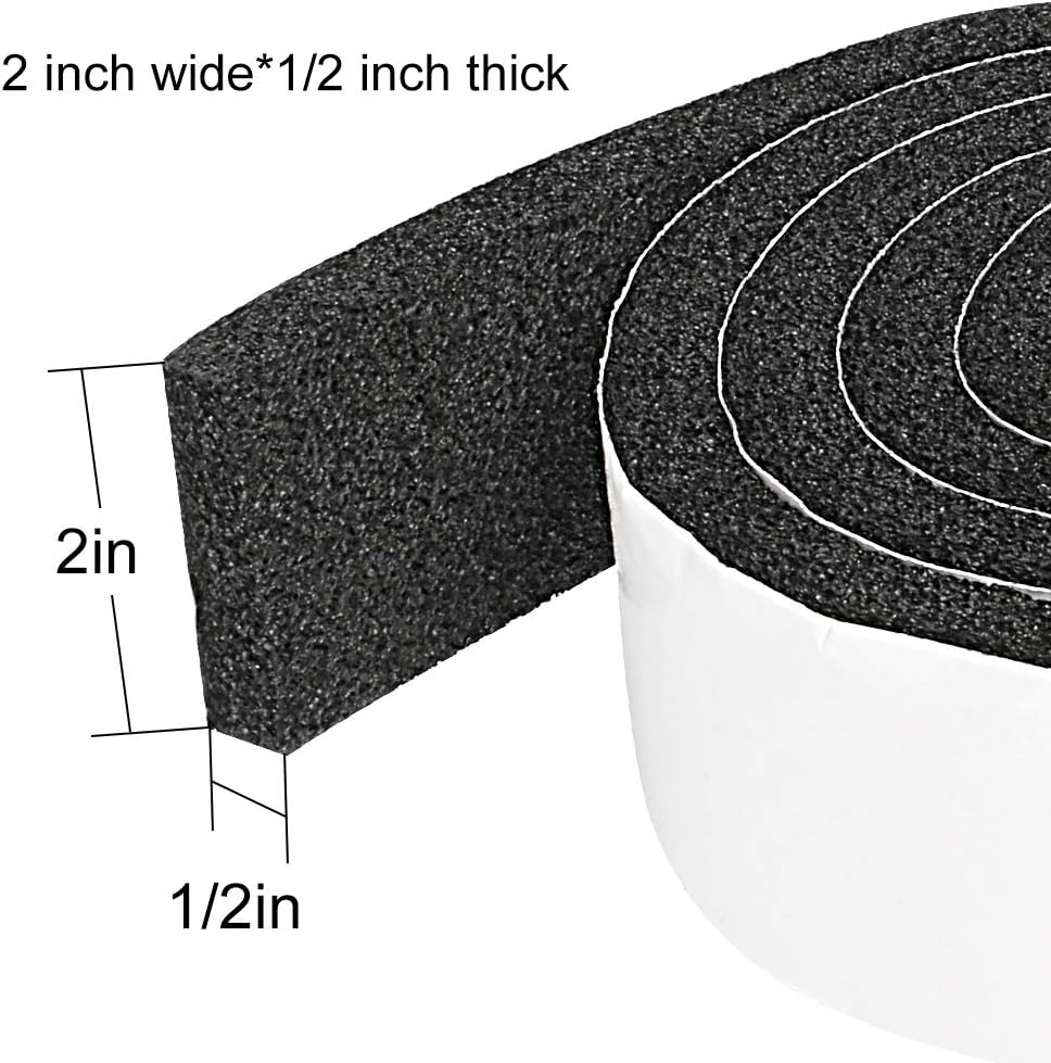 2 Rolls Foam Seal Tape for Door Window Insulation, Soundproof and Shockproof Foam Adhensive Strip, 3/8" Wx3/16 T Single Sided Foam Tape, Cold Air and Draft Closed Cell Seal Strip,Total 32FT