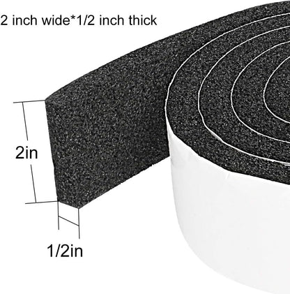 2 Rolls Foam Seal Tape for Door Window Insulation, Soundproof and Shockproof Foam Adhensive Strip, 3/8" Wx3/16 T Single Sided Foam Tape, Cold Air and Draft Closed Cell Seal Strip,Total 32FT