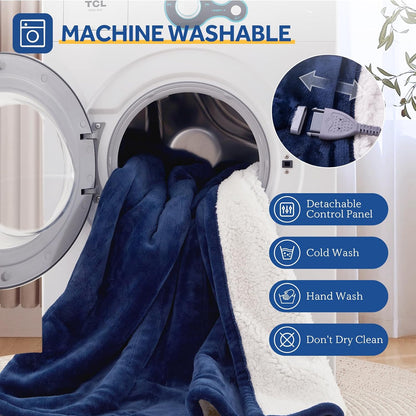 Sealy Electric Blanket Throw 50×60, Flannel to Sherpa, Charcoal