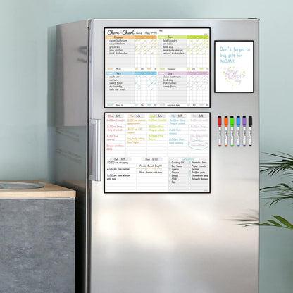 JJPRO Magnetic Dry Erase Chore Chart Set for Fridge-Used for Multiple Kids-One Chore Chart and Two Bonus Dry Erase Pad/Grocery Boards-Behavior Chart for Multiple Kids