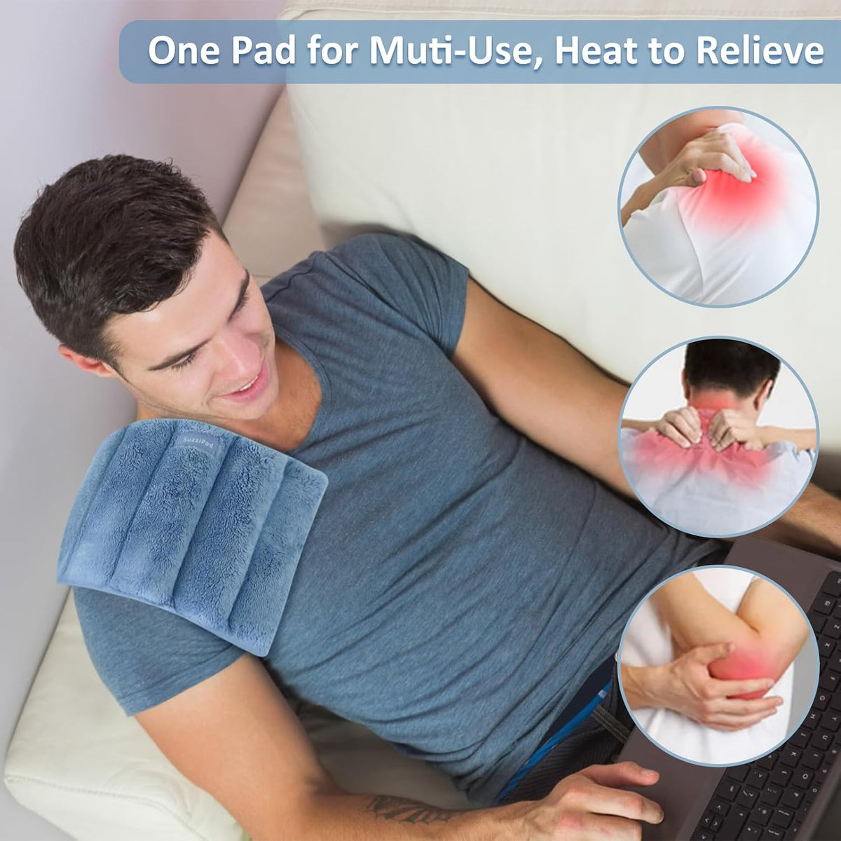 SuzziPad Heating Pad Microwavable, 6.5x12” Reusable Heat Pads for Discomfort Reduction, Moist Heated Pack, Muscle Ache, Soothing Back, Neck and Shoulder Fatigue, Warmer Hot Packs (Purple)