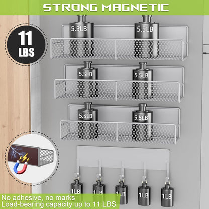 4 Pack Magnetic Shelves for Washing Machine, Heavy-Duty Magnetic Laundry Organizer with Hooks, Washing Machine Shelf for Refrigerator, Metal Storage Baskets, Closet & Laundry Room Organization(Black)