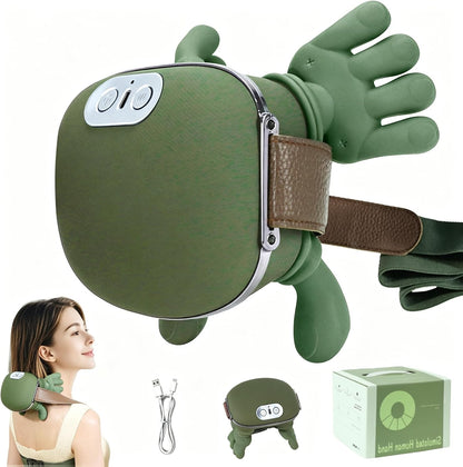 Neck and Shoulder Massager,Portable Shiatsu Back Massage Hand-Shaped Deep Tissue 4D Kneading Massager with Heat for Pain Relief and Muscle Relax,Gifts for Women Men,(Green)