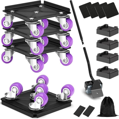 Heavy Duty Furniture Movers with Wheels, Carbon Steel Furniture Dolly, Heavy Furniture Moving Wheels Dollies Casters Rollers, Furniture Lifter Tool for Moving Furniture, Max Load 1200LB (4.1 x 4.1 IN)