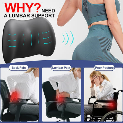 BYMECOST Lumbar Support Pillow for Car, Memory Foam Car Back Cushion