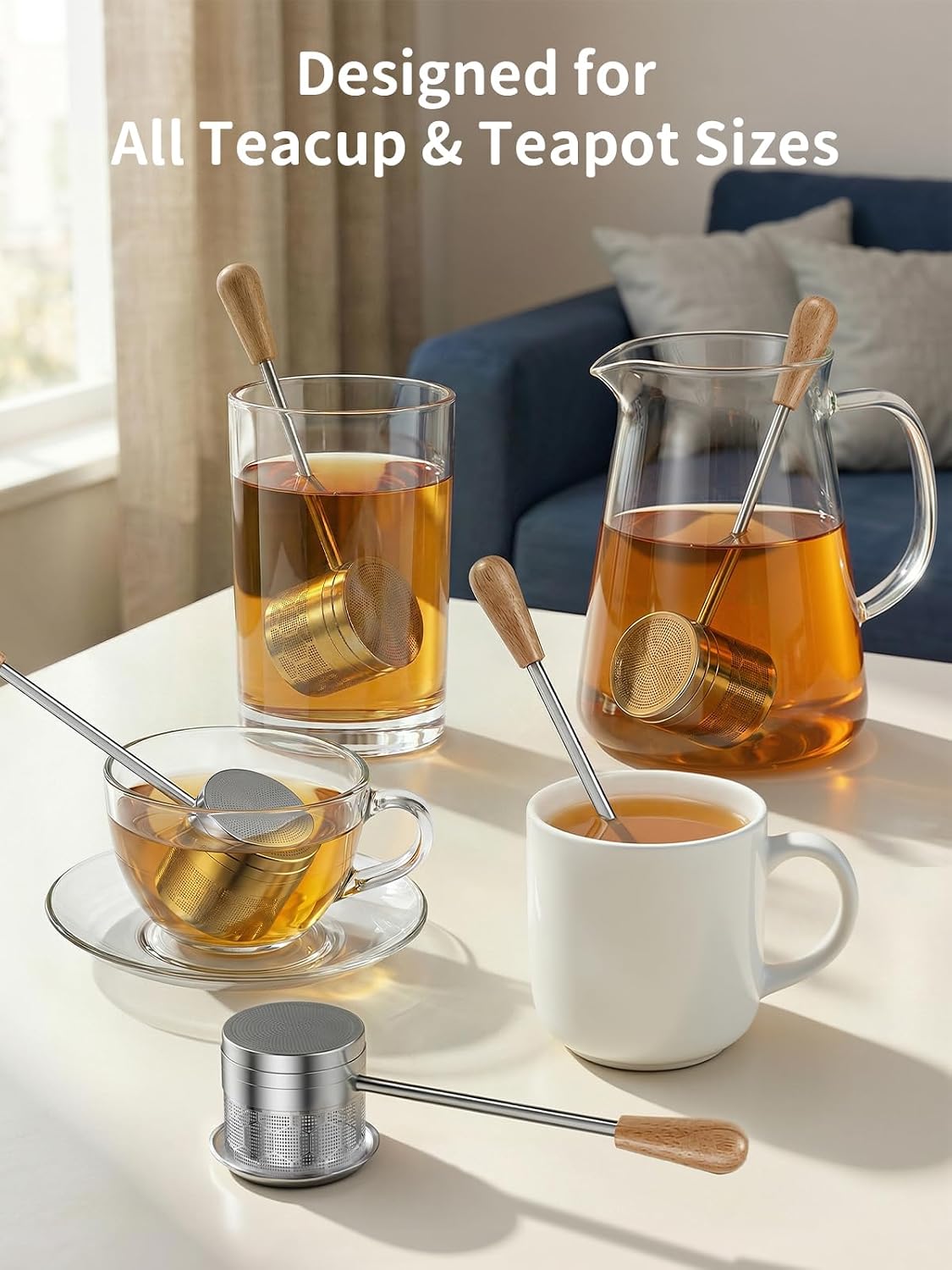 Tea Infuser for Loose Leaf Tea, Tea Scoop Infuser Fine Mesh Tea Strainers | 2-in-1 Tea Scoop & Tea Filter with Long Handle, Extra Fine Mesh Loose Leaf Tea Steeper, Tea Ball for Cup, Mug, Teapot, Kettle