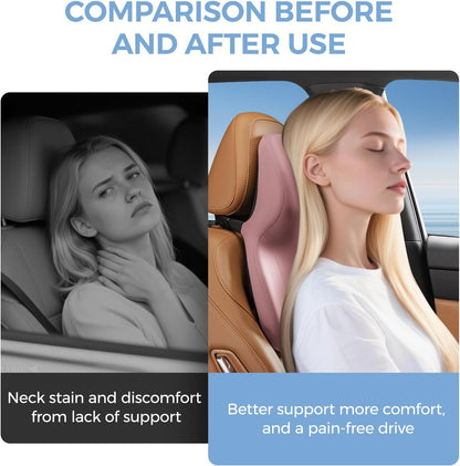 BEBAS Car Headrest Pillow, Ergonomic Neck Pillow with Memory Foam, Black