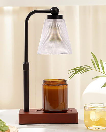 Candle Warmer Lamp with Timer, Dimmable, Adjustable Height, Oval | 2 bulbs included, no flame needed, 1-year warranty, farmhouse or modern decor, for bedroom, kitchen, living room, gifting